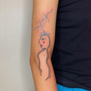 Illustrative tattoo by Ori Vishnia #OriVishnia #illustrative #abstract #expressionism #linework #fineline #color #sketch #fineart
