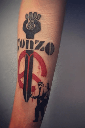 my wife's tattoo #gonzo #peace #warrior #gonzowarrior #banksy #banksyart