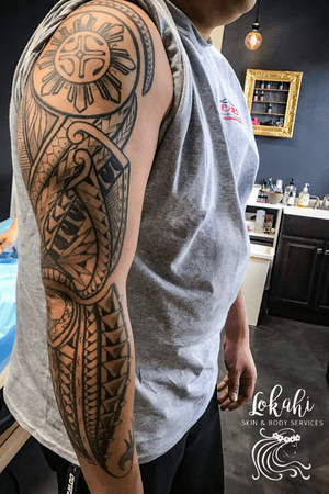 Freehand custom Polynesian/ Filipino Tribal Fusion Tattoo 