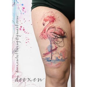 💮Stand Tall and Strut Your Stuff!➡️Contact: deexentattooing@gmail.com🌸Merci Morgane!... #tatouage #flamingotattoo #pinktattoo #graphictattoo #tatouage #watercolortattoo #watercolortattoos #watercolourtattoo #colortattoos #tattooparis