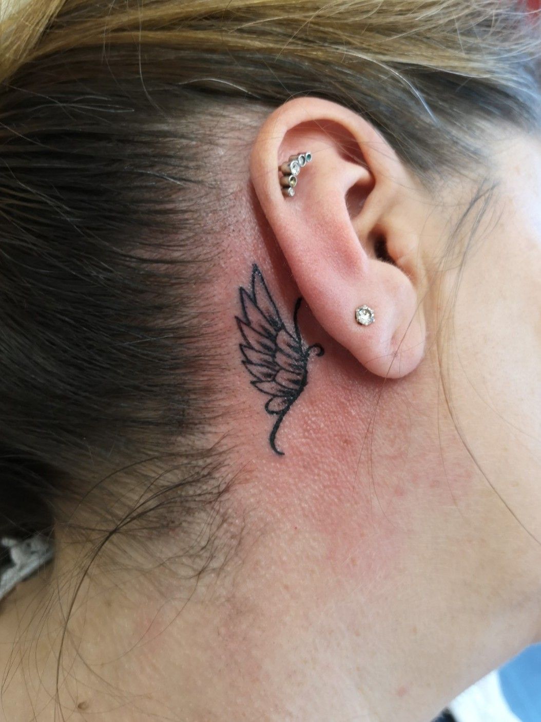 Top 78+ angel behind ear tattoo latest in.eteachers