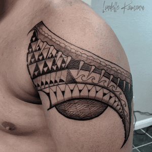 Custom Freehand Polynesian Tribal Tattoo. First Session. 