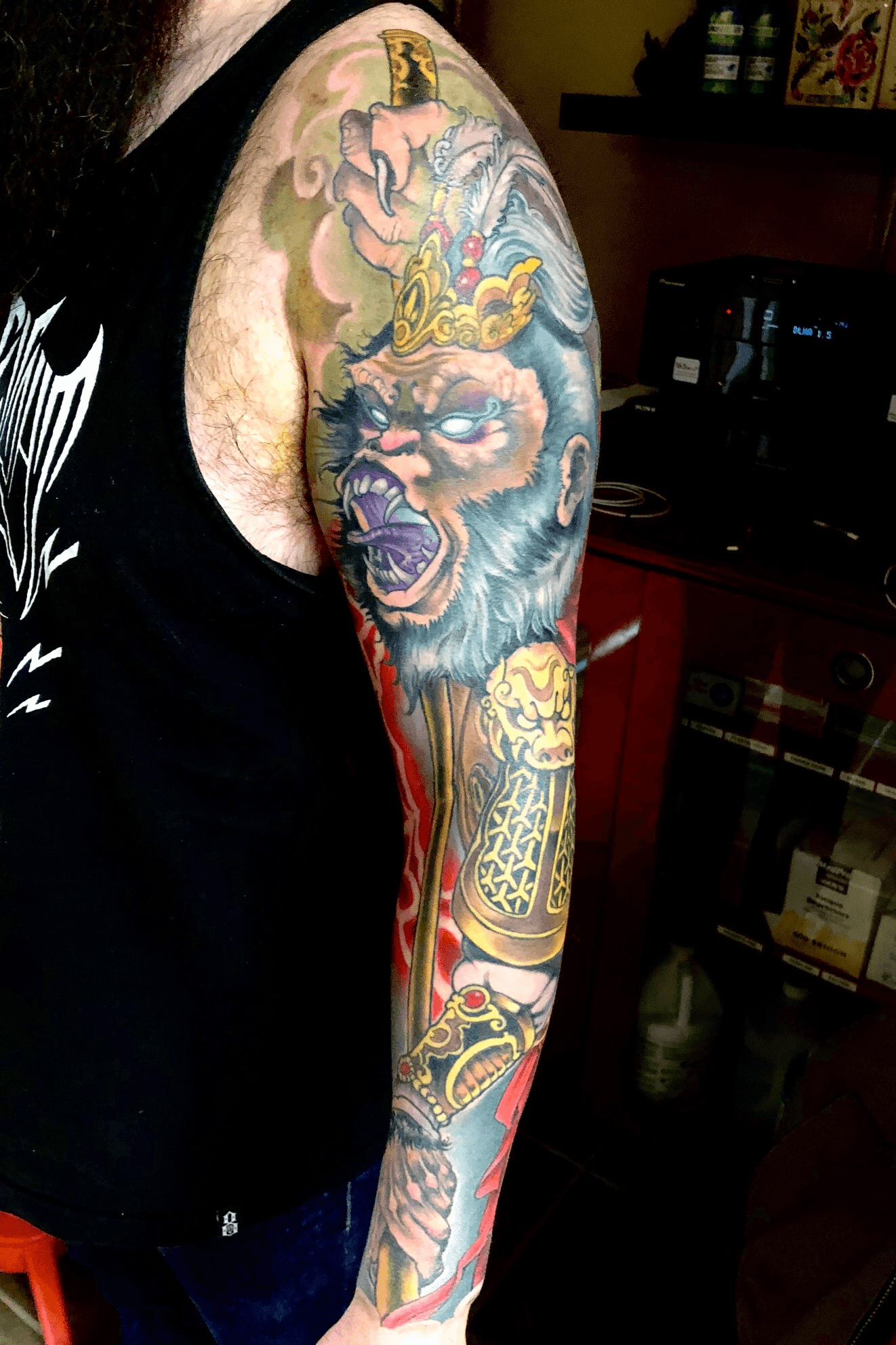 The Monkey God  Upper Arm Sleeve, - Two Guns Tattoo Bali