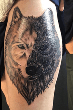 Beautiful wolf-mandala done by senior artist @bigbear_tattoo on instagram 