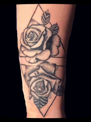 Custom rose traine piece arm tattoo 