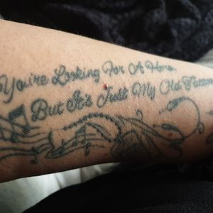 Tattoo uploaded by Leah Glean • Lyrics taken from my favourite Bon Jovi  song 'Superman Tonight'. • Tattoodo