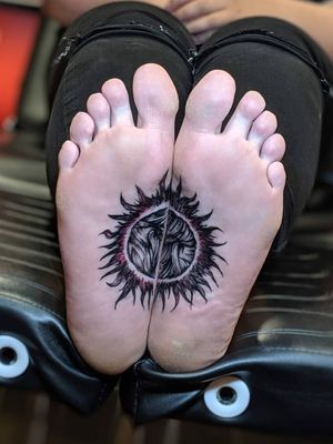 Under foot tattoo Free hand dotwork 🙂