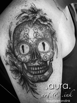 Sugar skull with flowers.