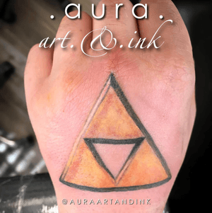Zelda Triforcr hand tattoo