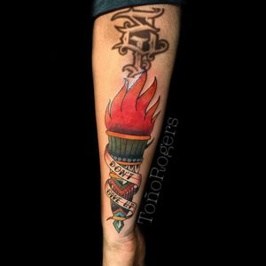 Torch tattoo #mexicantattoo #oldschooltattoo #oldschool #traditionaltattoos 