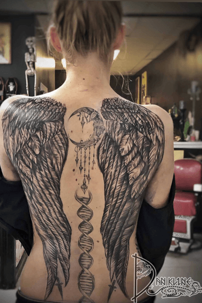 angel wing tattoos on back for men