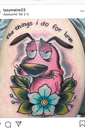 Courage the Cowardly Dog ❤️ done by nadine_tattoos (Instagram)
