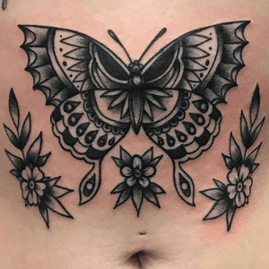 Butterfly on stomach