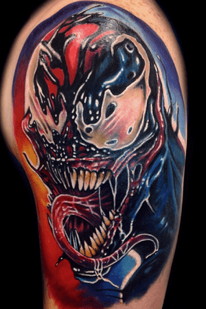 Venom catnage spiderman color tattoo