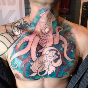 Start of a chest piece squid vs zombie turtle