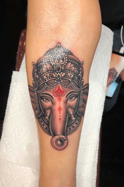 #ganesh #elephant #tattoo #arm #blackngrey #realism