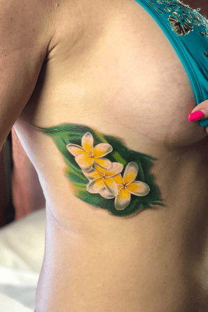 #realism #plumeria #flower #tattoo #rib #color 