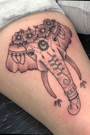 Elephant with ornamental detail. #ladytattooists #ladytattooer #ladytattooers #ladytattooist #femaletattooist #tattooed #tattoo #tattooedwomen #girlswhoink #belfast #northernireland #tattoosbysabra #tattooideas #tattoodesign #uktattooist #ukartist #femaleartist #eternalink #tattooer #tattooist #asailorsgrave #elephant #elephanttattoo #ornamental #beadwork #unalome