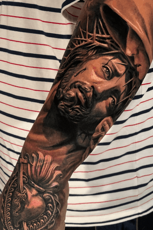 Tattoo uploaded by Alan Spano • Half sleeve, religious tattoo