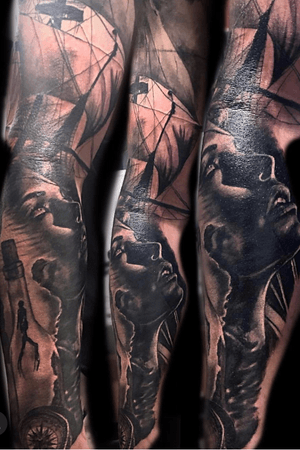 Custom sleeve designed and tattooed by Roger Stewart (@bigbear_tattoo on instagram) done at Mad Catz Tattoo in kelmscott 