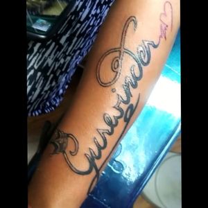 Name stylized on forearm...Thanks for looking. #font #fonttattoos #scripttattoos #letteringtattoo #byjncustoms 