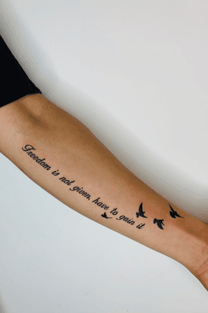 bird, free, lettering tattoo