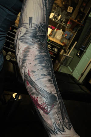 Part of a dark Red Riding Hood sleeve I’ve been working on