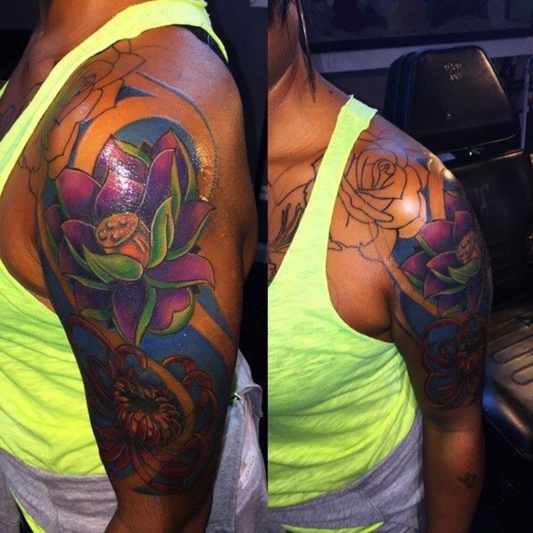 purple rose coverup by Jeff Ensminger TattooNOW