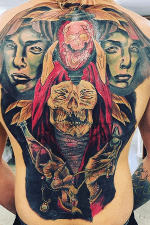 Massive cover up designed and tattooed by bigbear_tattoos on instagram, check out his page to see more of his work 