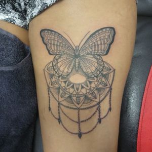 Butterfly thigh piece in mandala style 