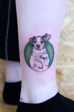 Dog portrait 🐶 #tattoo #tattoos #tatts #uk #nottingham #colourfultattoos #watercolourtattoo #dogtattoo #portraittattoo #dogportrait #dogportraittattoo #artwork #art #colourful #colourfultattoos #artist #earthtones #pet #colour #uktattoos #nottinghamtattoos #inked #ink #colours #doggotattoo #pettattoo #tattooideas #tattoodesign #details #tattoodetails #greenpower #green 