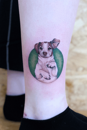 Dog portrait 🐶                                                   #tattoo #tattoos #tatts #uk #nottingham #colourfultattoos #watercolourtattoo #dogtattoo #portraittattoo #dogportrait #dogportraittattoo #artwork #art #colourful #colourfultattoos #artist #earthtones#pet #colour #uktattoos #nottinghamtattoos #inked #ink #colours #doggotattoo #pettattoo #tattooideas #tattoodesign #details #tattoodetails #greenpower #green 