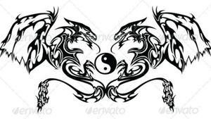 Tribal dragons yin yang