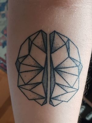 Brain geometric dotwork tattoo