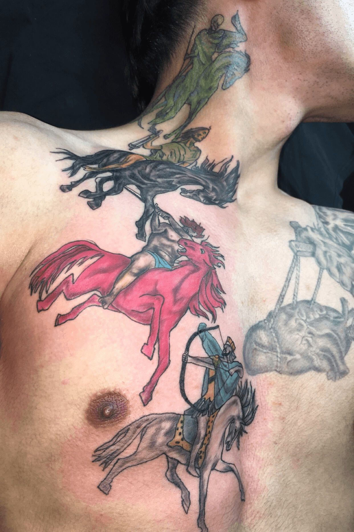 Carl Grace Tattoos  My rendition of the 4 horsemen of the apocalypse 3  days straight Thanks for sitting like a boss Shawn Eternal Ink Cheyenne  Professional Tattoo Equipment done at Aged