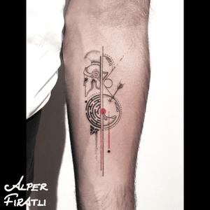 Time and its infinite maze....For personal designs and booking;alperfiratli@gmail.com #geometrictattoo #geometric #colortattoo #colorful #minimal #tattoo #tattooartist #tattooidea #art #tattooart #tattoooftheday #ink #inked #customtattoo #customdesign #tattooist #dotwork #tattooisartmag #tattoo_artwork #linework #surreal #surrealism #cubism #abstracttattoo #abstractart  #surrealart #hourglass #hourglasstattoo #helmet #maze