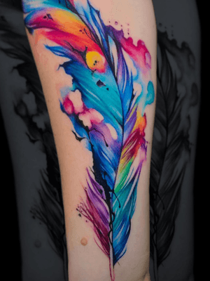 #watercolor #feather #color #tattoo