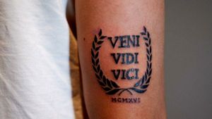Tattoo uploaded by Vladimir Kovalski • Lettering veni vidi vici • Tattoodo