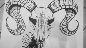 Back piece design. Original Demi love design💜 #Tattoos #Inked #black #ramskulltattoo #whitchsymbol #splash 