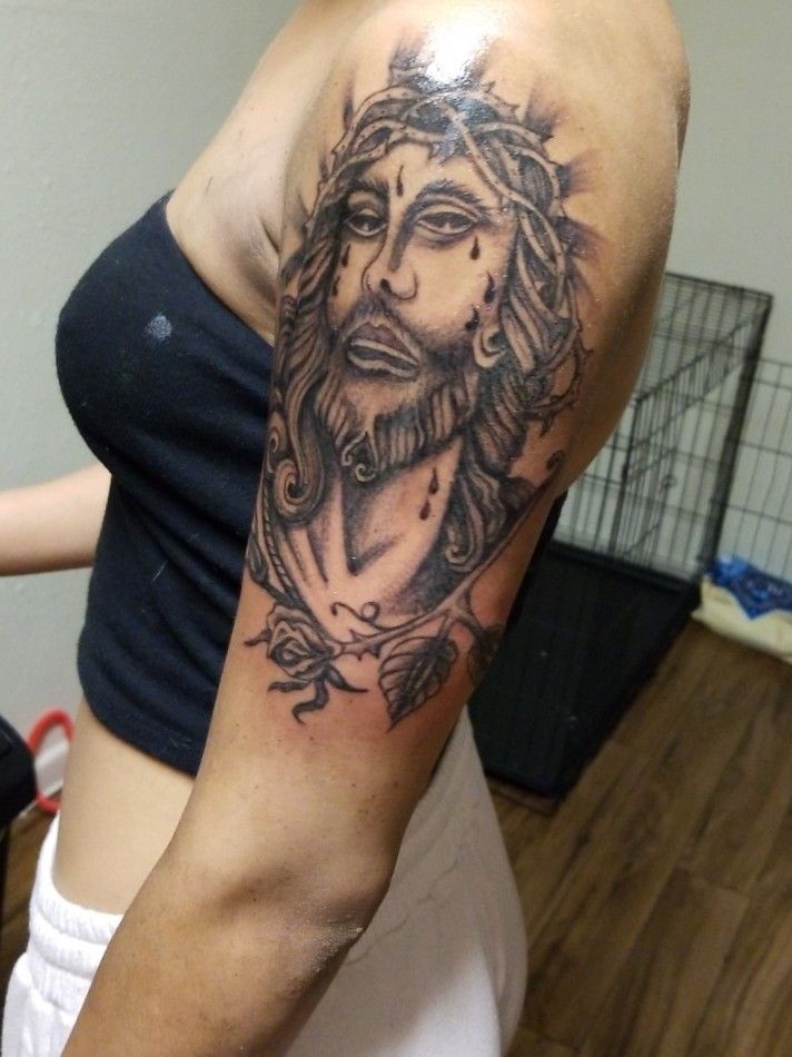 nothing was the same  on Instagram Jesus piece from today        tattoo tattoos ink inked art tattooartist tattooart tattooed  tattoolife love tattooideas 