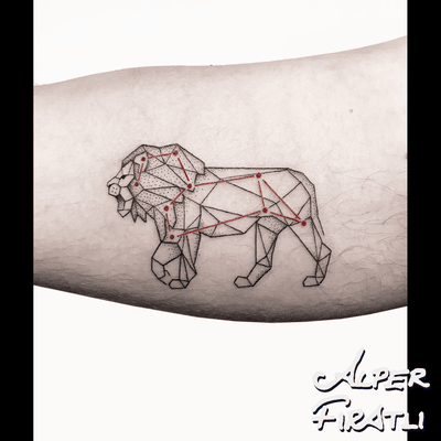 🦁 #leo ... . For personal designs and booking; alperfiratli@gmail.com #geometrictattoo #geometric #colortattoo #colorful #minimal #tattoo #tattooartist #tattooidea #art #tattooart #ink #inked #customtattoo #customdesign #tattooist #dotwork #linework #surreal #surrealism #cubism #abstracttattoo #abstractart #surrealart #lion #liontattoo #animaltattoo #horoscope #constellation #constellationtattoo 