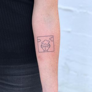 Minimal tattoo by Chinatown Stropky #ChinatownStropky #minimaltattoos #minimal #smalltattoos #small #simpletattoo #simpletattoos #illustrative #linework #dream #cloud #portrait #arm