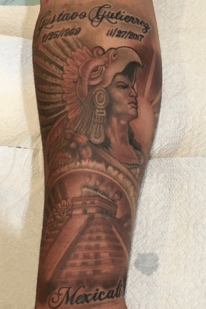 Aztec warrior sleeve in progress