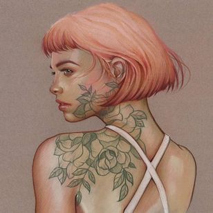 Arte del tatuaje de Elena Pancorbo #ElenaPancorbo #tattooart #fineart #portrait #illustration #tattooidea #painting