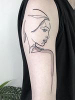 Minimal tattoo by Brian Steffey #BrianSteffey #minimaltattoos #minimal #smalltattoos #small #simpletattoo #simpletattoos #illustrative #linework #dotwork #portrait #arm