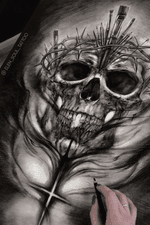 #skull #death #cross #black #horror #darkart #blackandgray #elensoul