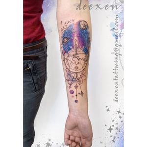 We can be Heroes➡️Contact: deexentattooing@gmail.com✨Merci Camille!...#tatouage #galaxytattoo #planetstattoo #universetattoo #compasstattoo #graphictattoo #tatouage #watercolortattoo #watercolortattoos #watercolourtattoo #colortattoos 