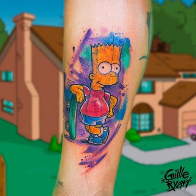 How to draw bart simpson tattooed step by step 