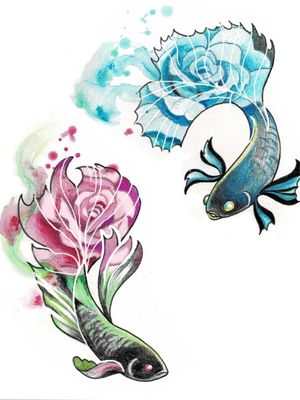 Betta fish with rose design 