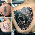 Coverup tattoo con mascara veneciana